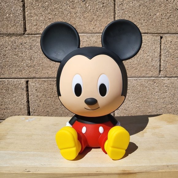 Disney Baby Mickey Mouse Sitting PVC Figural Coin Bank 8in. - Picture 1 of 6